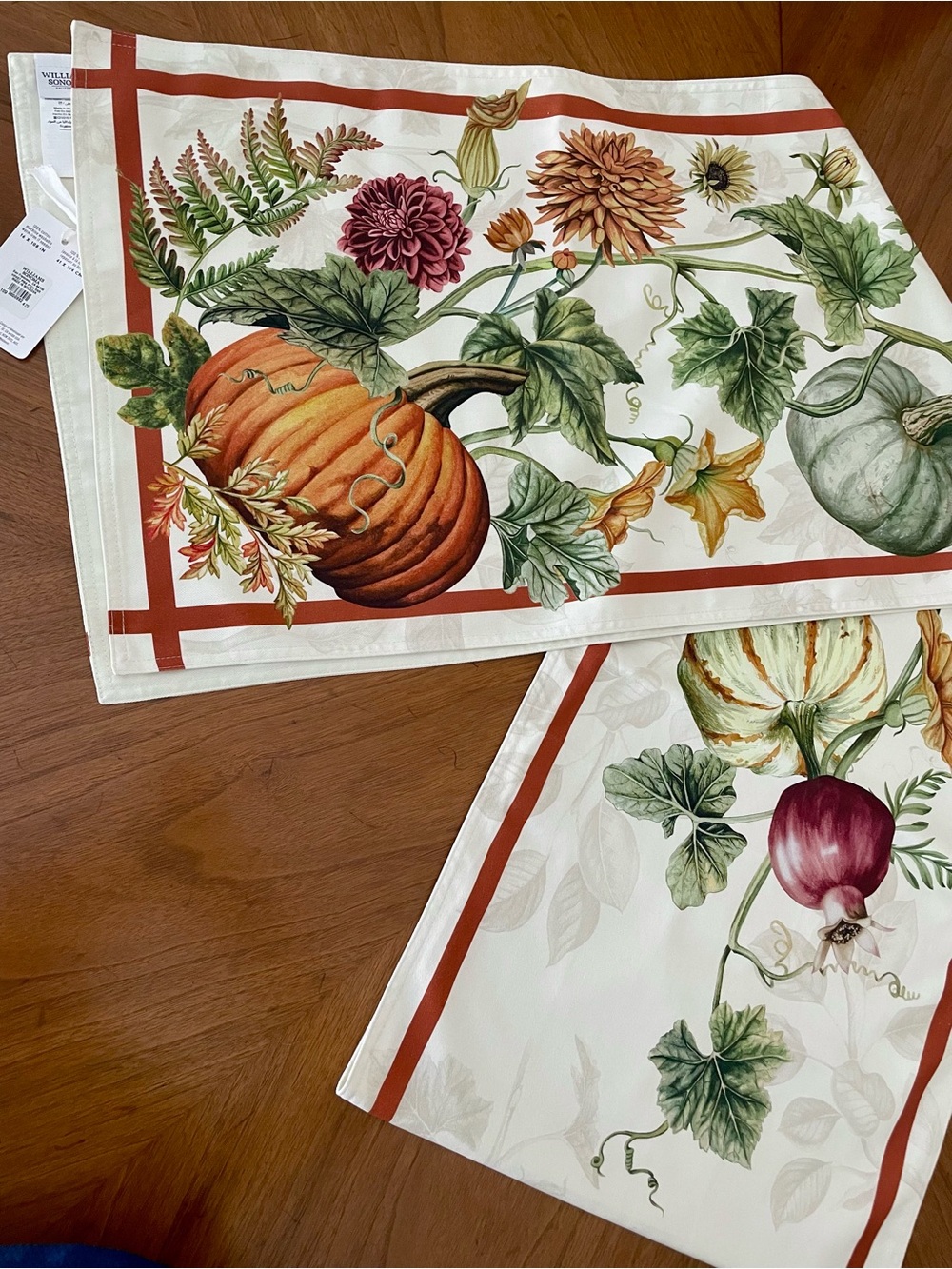 NWT Williams Sonoma Harvest Pumpkin Patch Table Runner 16" x 108" Fall Print - Picture 4 of 12